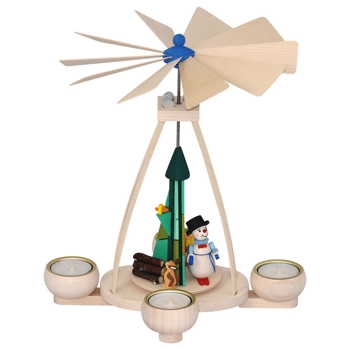 Tischpyramide mit Teelicht Schneemann