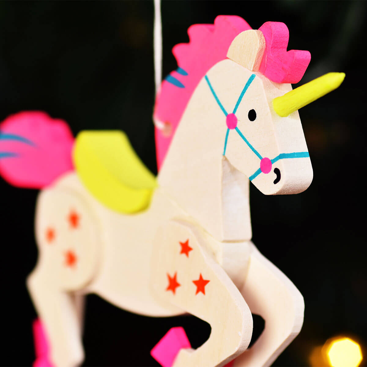 Unicorn Ornament yellow & pink