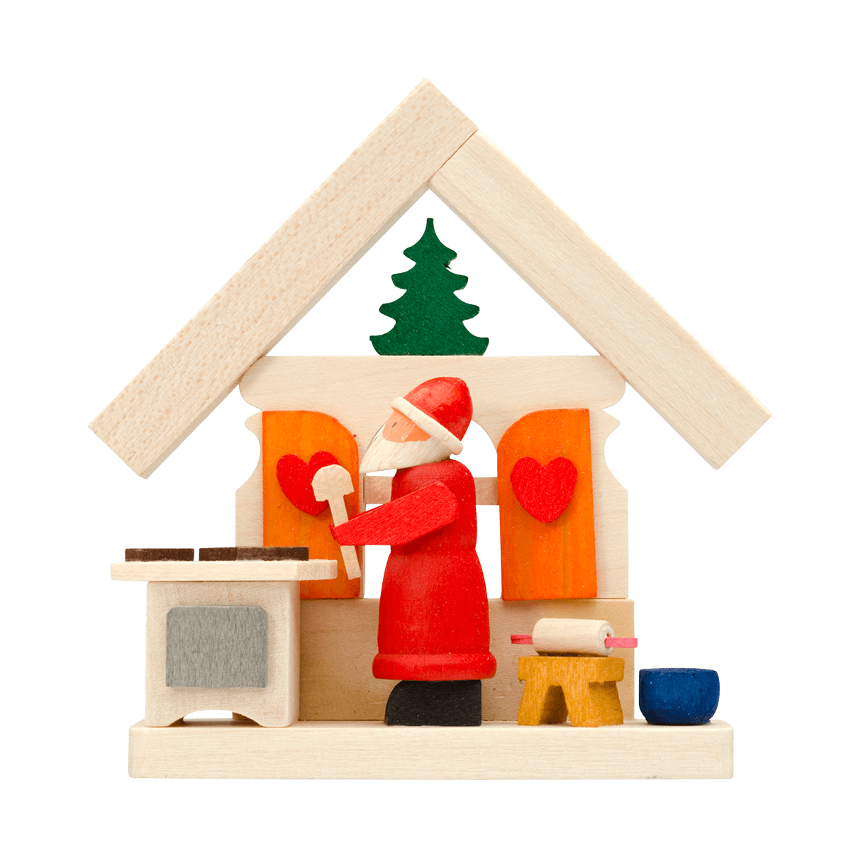 Haus Weihnachtsmann als Baumschmuck - mit Bäckerei -