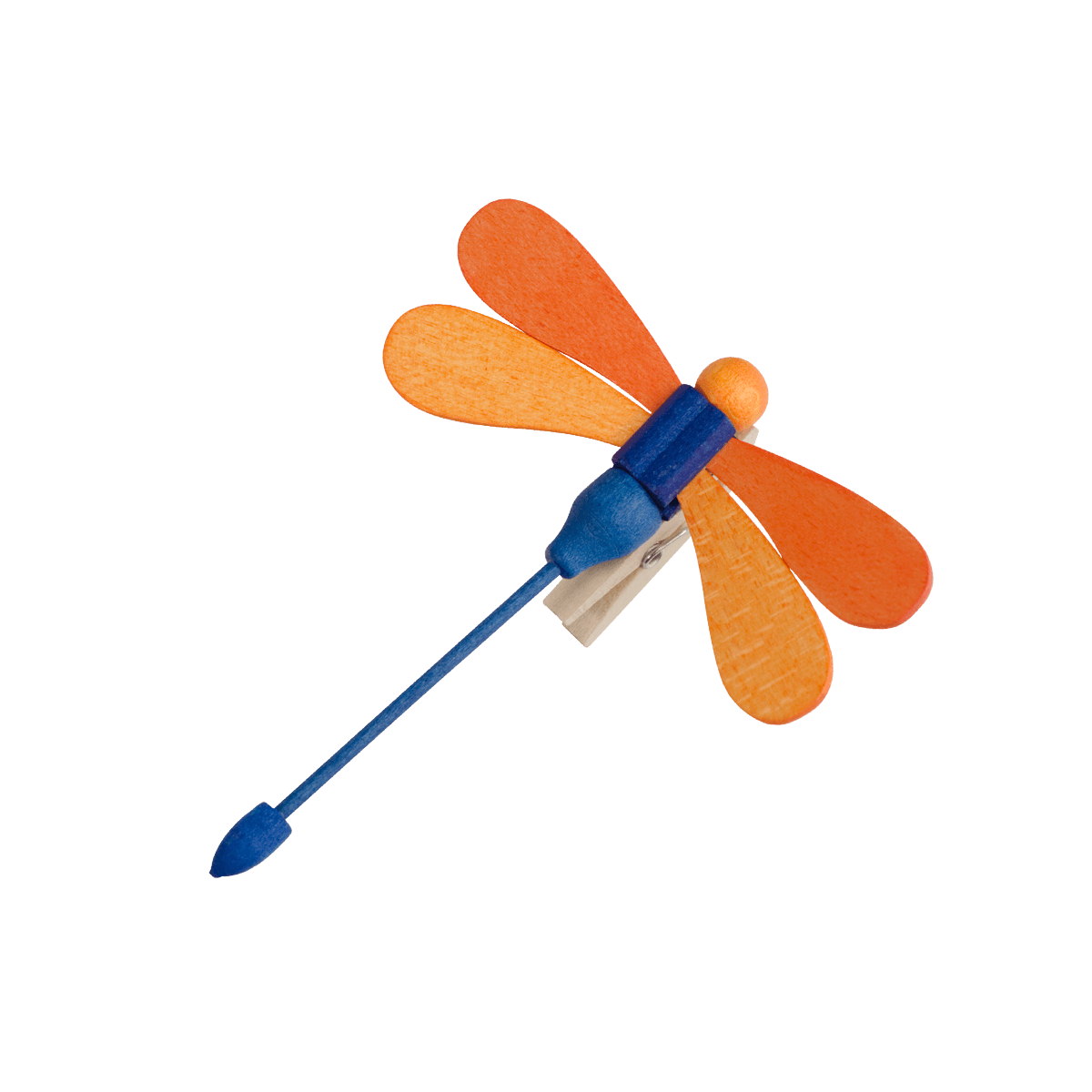 Libelle mit Klammer - orange Flügel & oranger Kopf -