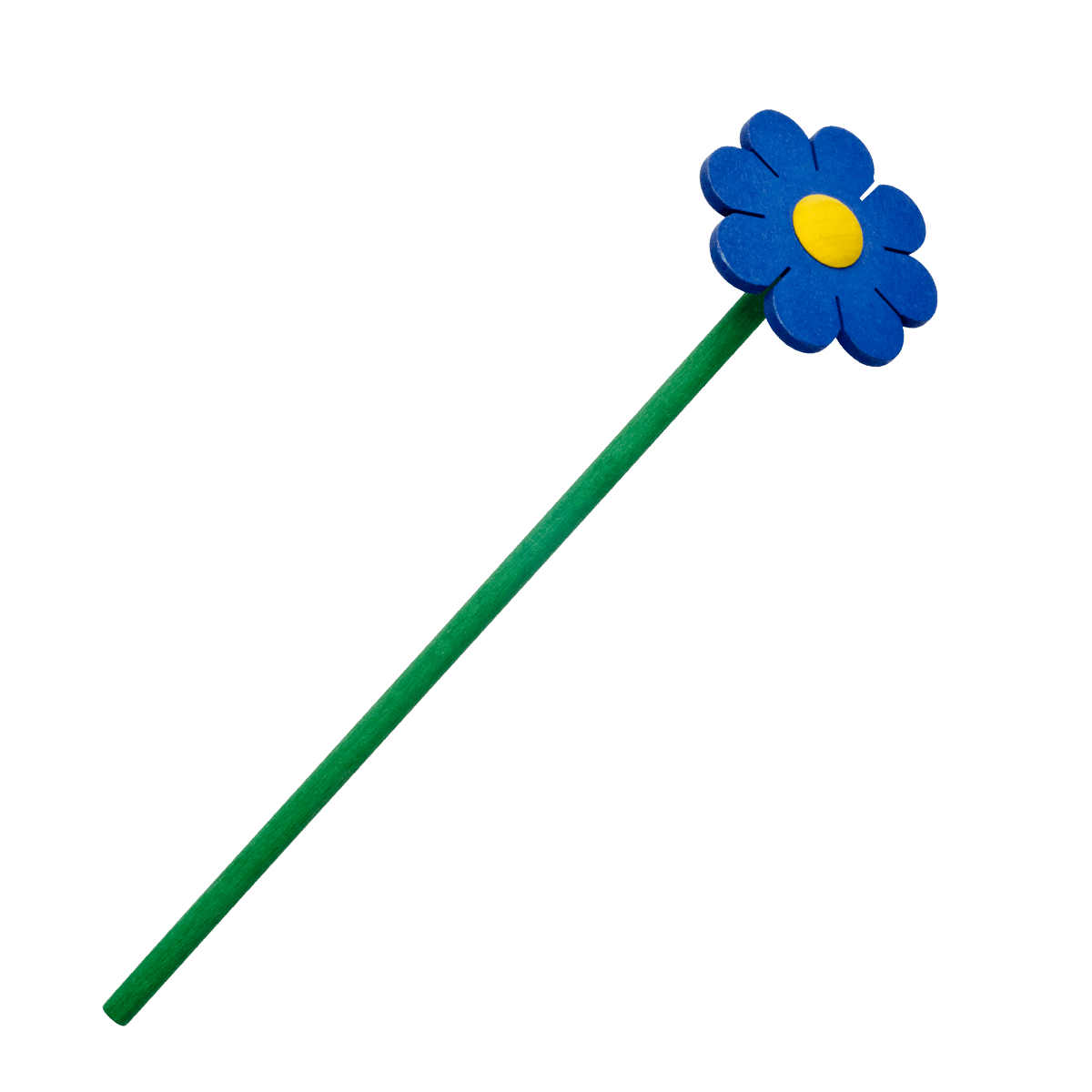 Holzblume mit Stiel - blau -