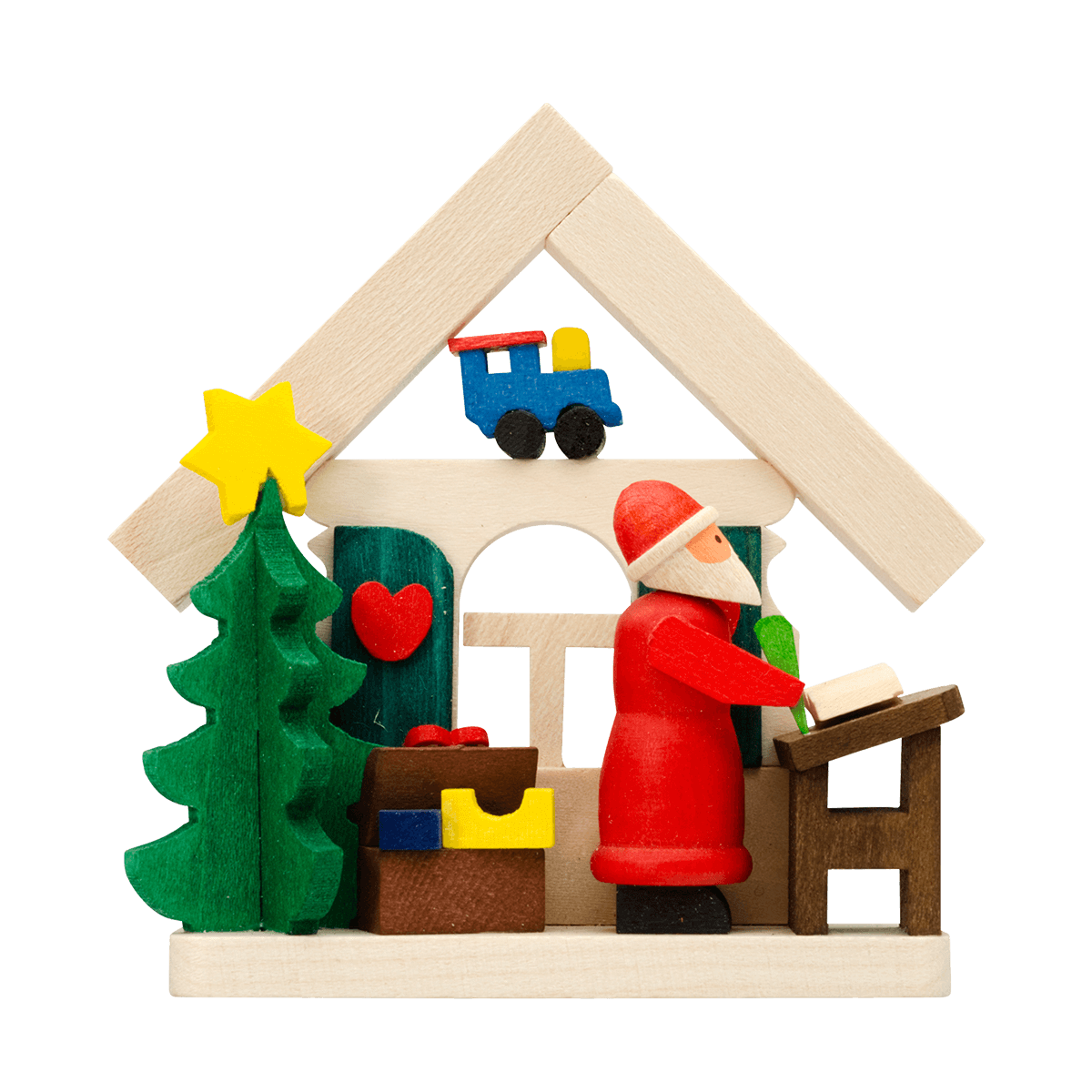 Haus Weihnachtsmann als Baumschmuck - mit Wunschzettel -