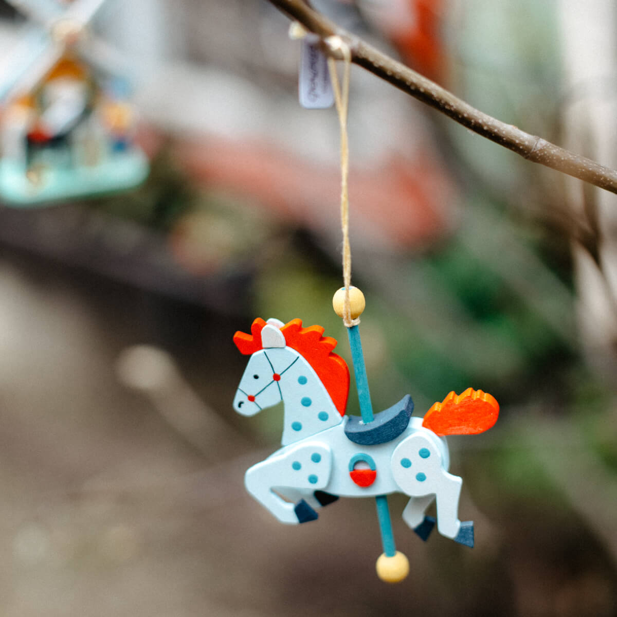 Carousel Horse Ornament blue & red