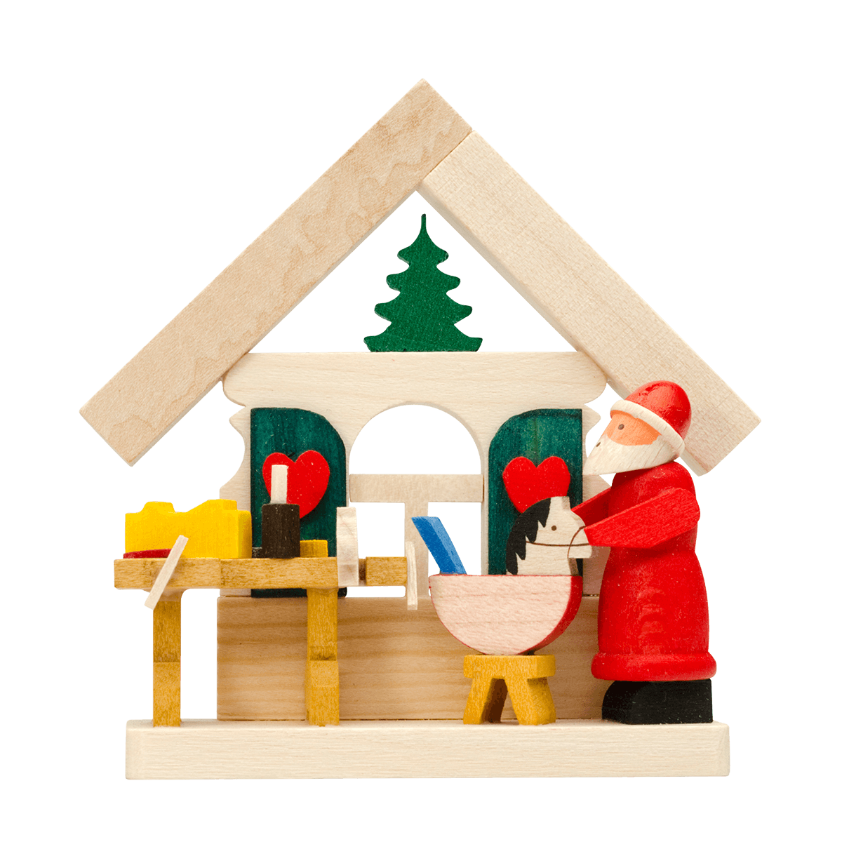 Haus Weihnachtsmann als Baumschmuck - mit Werkstatt -