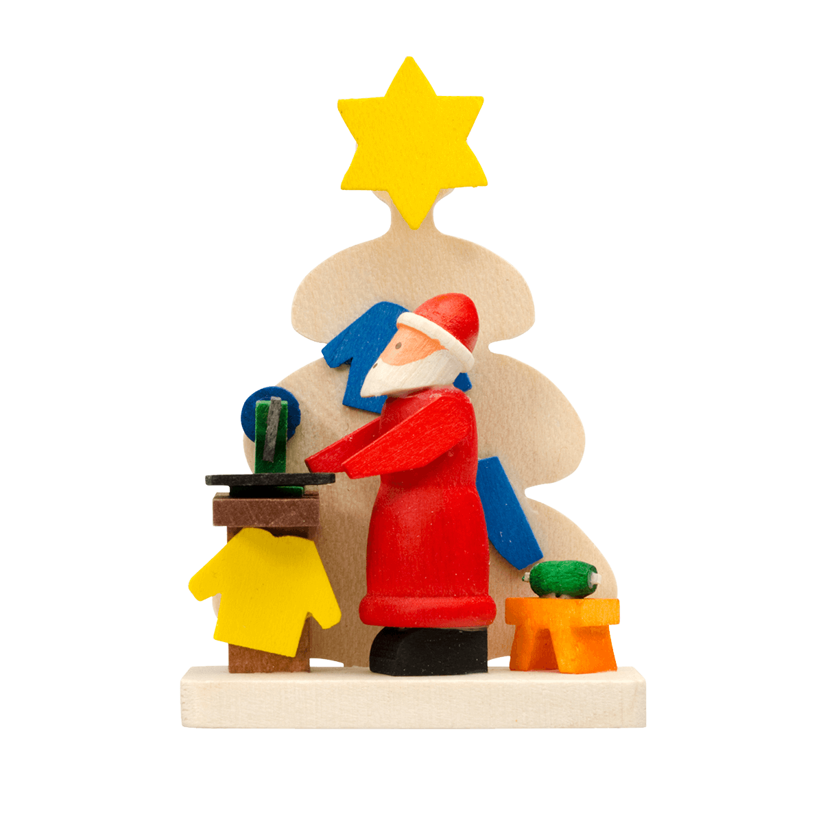 Baum-Weihnachtsmann als Baumschmuck - mit Nähmaschine -