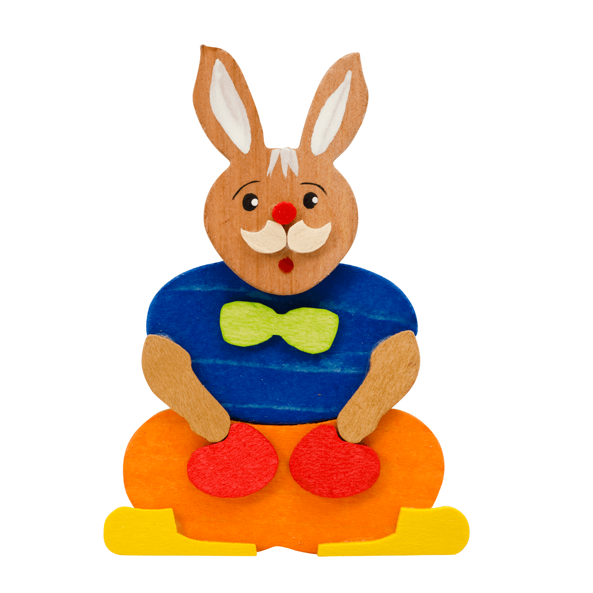 Easter bunny with clip - blue jacket & orange pair of pants -
