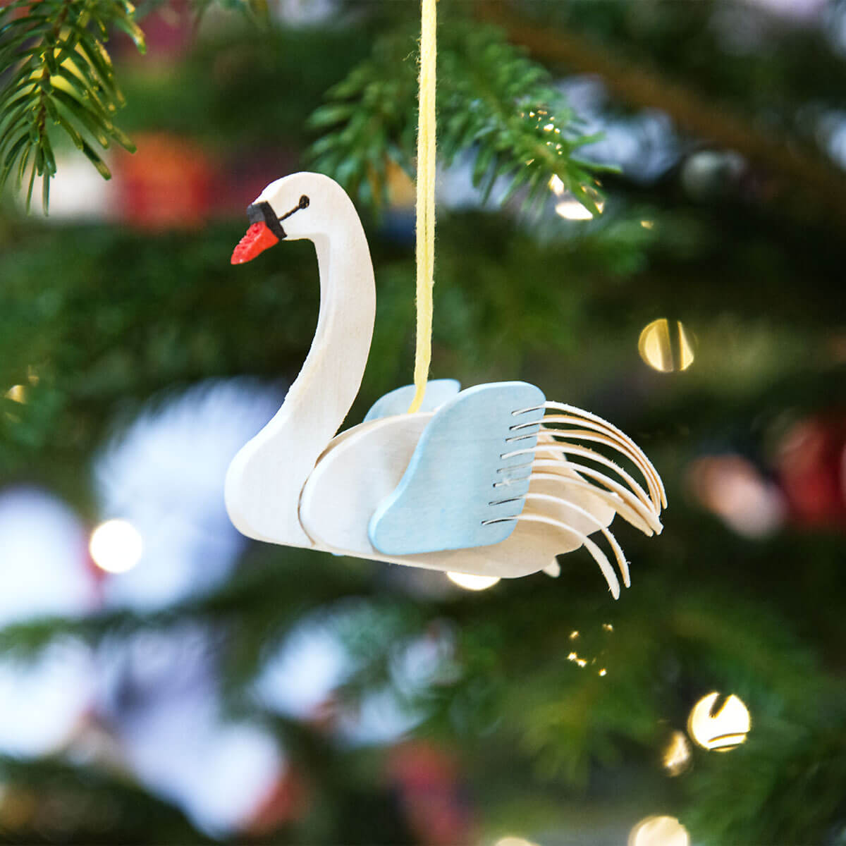 Swan Ornament black with white feathers