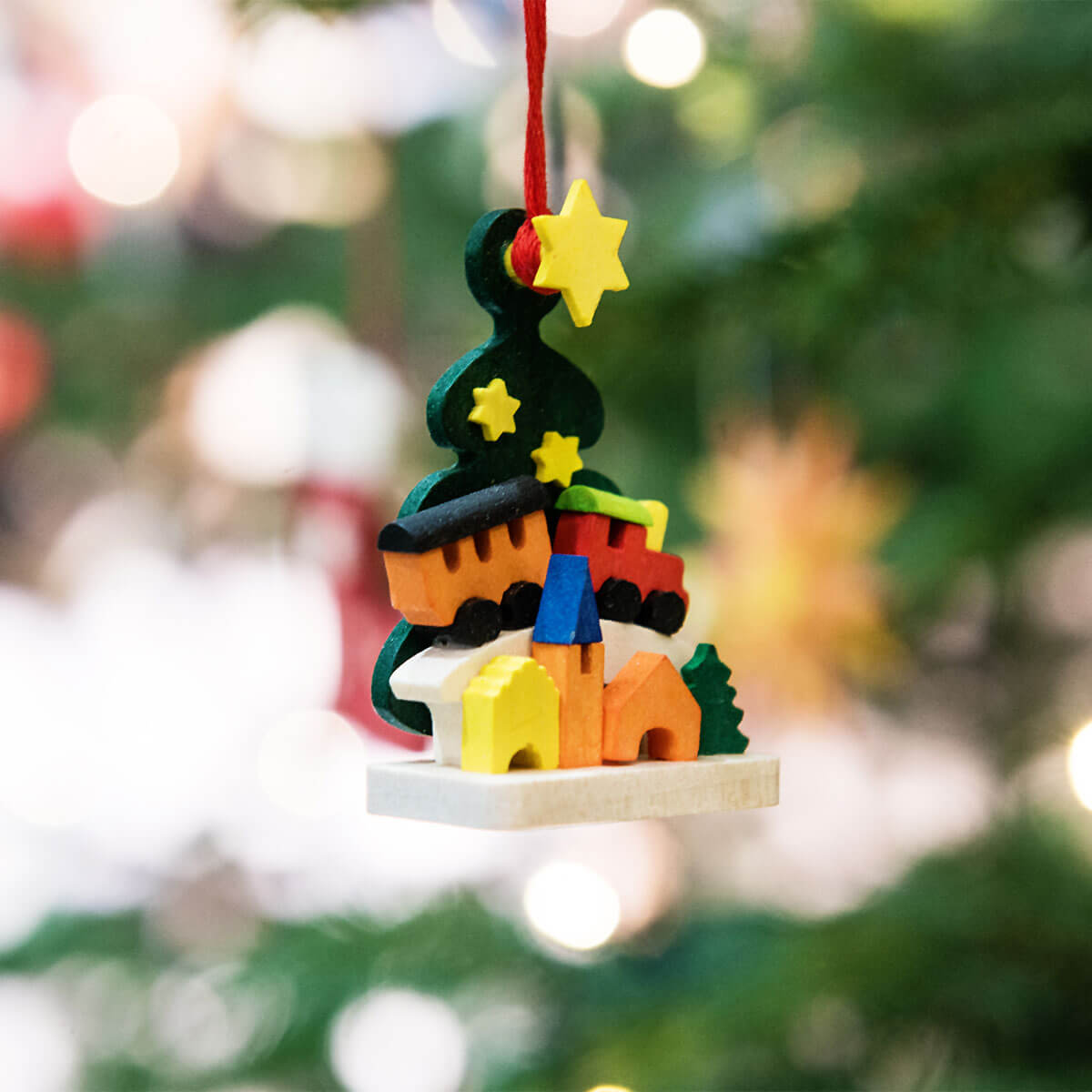 Christmas Tree & Gifts Ornament with doll's pram