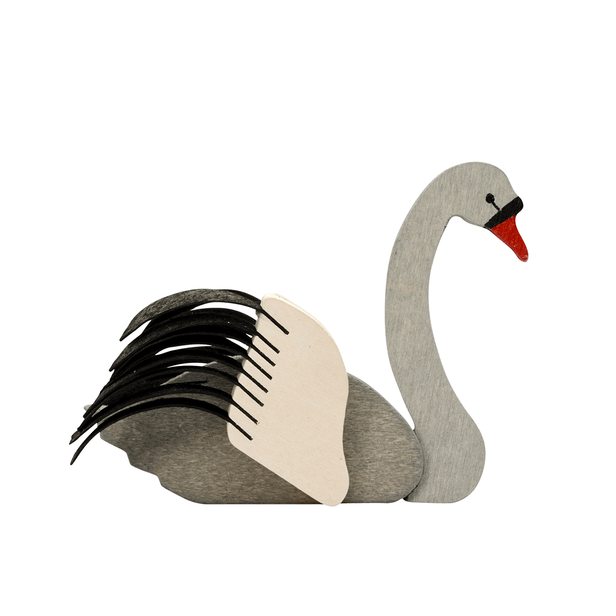 Swan Ornament grey with black feathers
